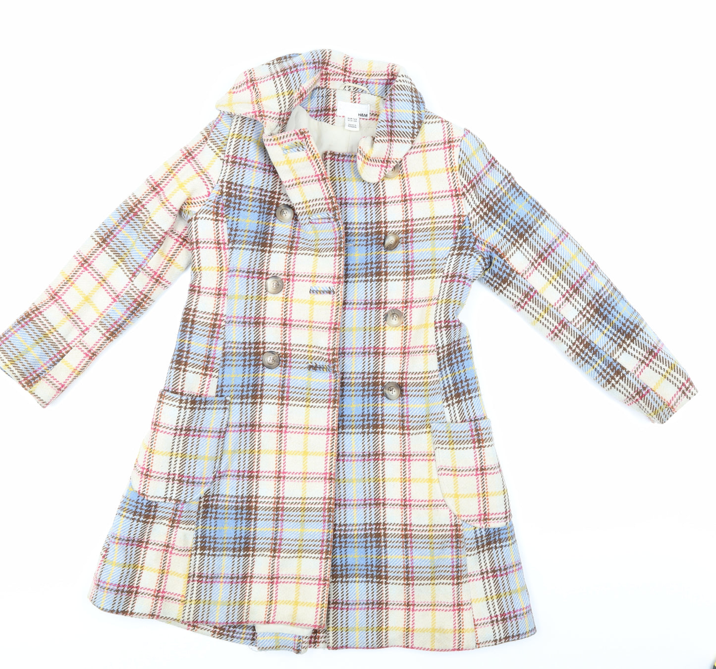 H&M  Girls Multicoloured Check  Jacket Coat Size 10-11 Years