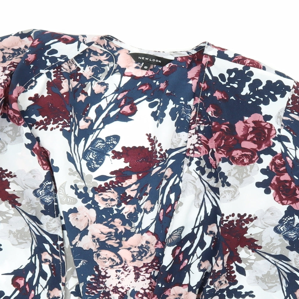 New Look Womens Multicoloured Floral  Kimono Blouse Size 10