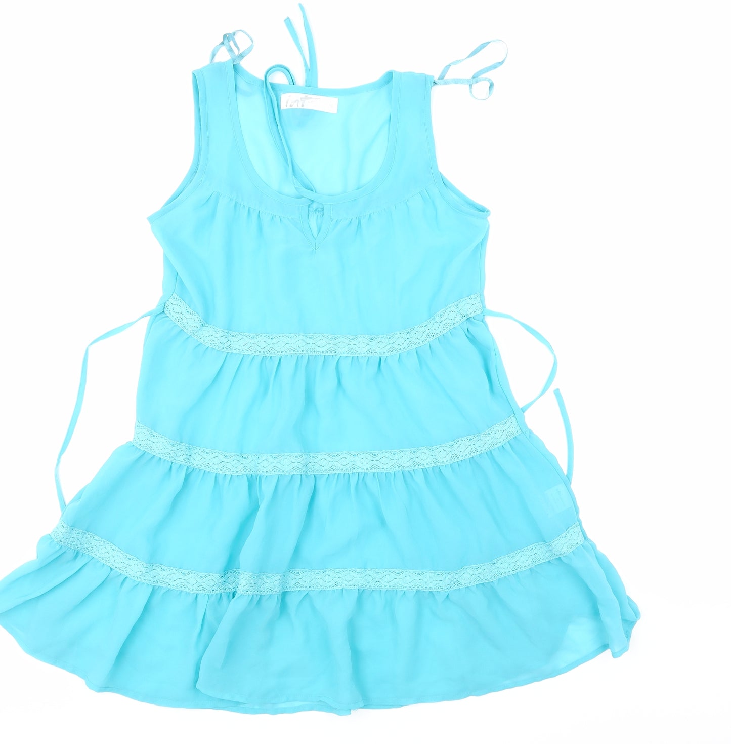 Internacionale Womens Blue Solid  Babydoll Dress Size 10