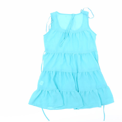 Internacionale Womens Blue Solid  Babydoll Dress Size 10
