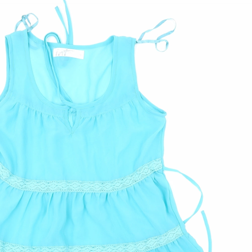 Internacionale Womens Blue Solid  Babydoll Dress Size 10