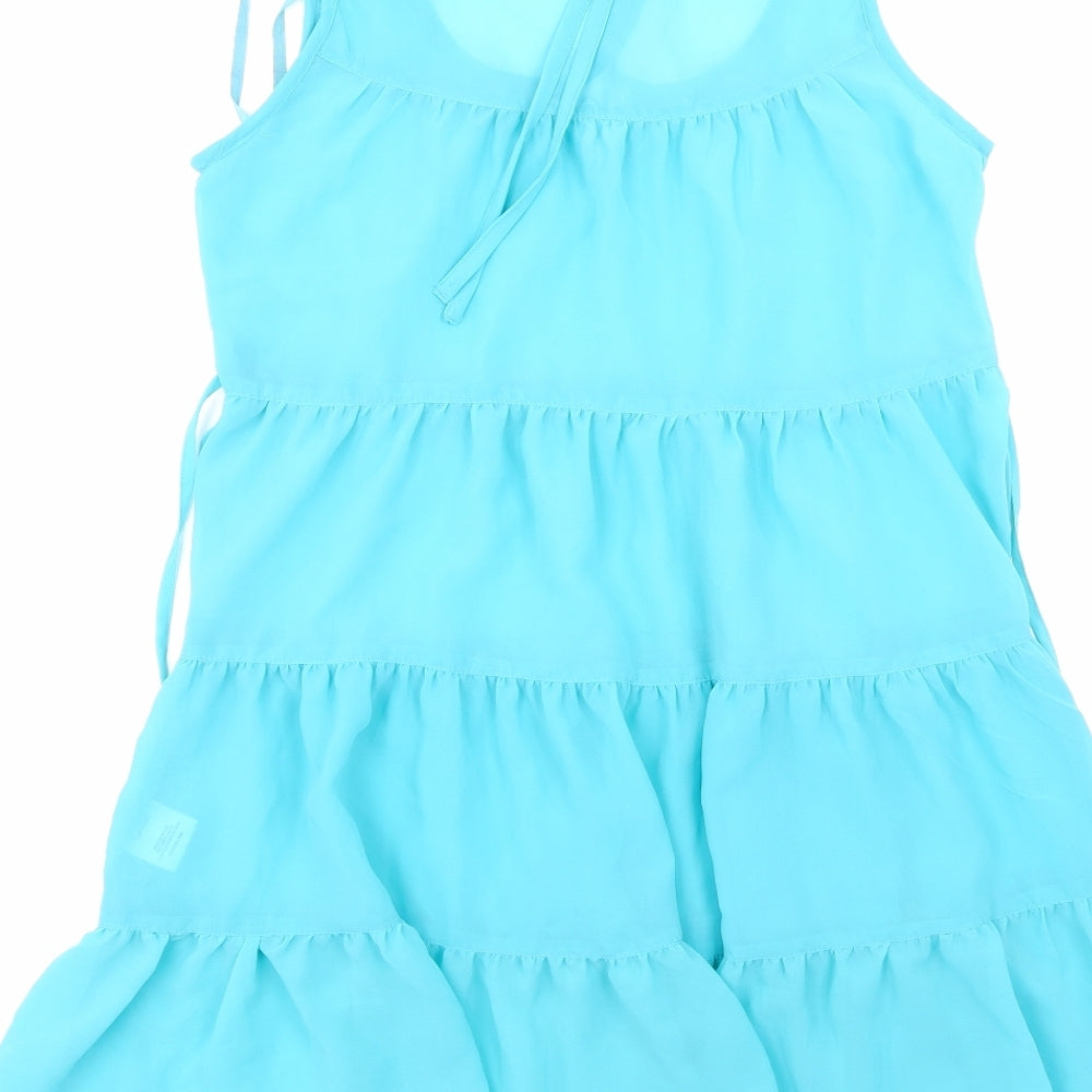 Internacionale Womens Blue Solid  Babydoll Dress Size 10