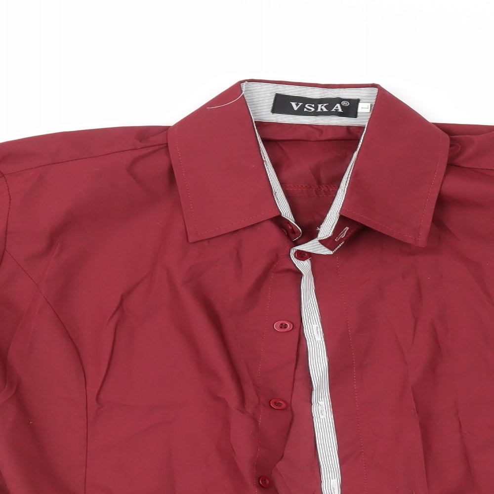 vska Mens Red    Dress Shirt Size L