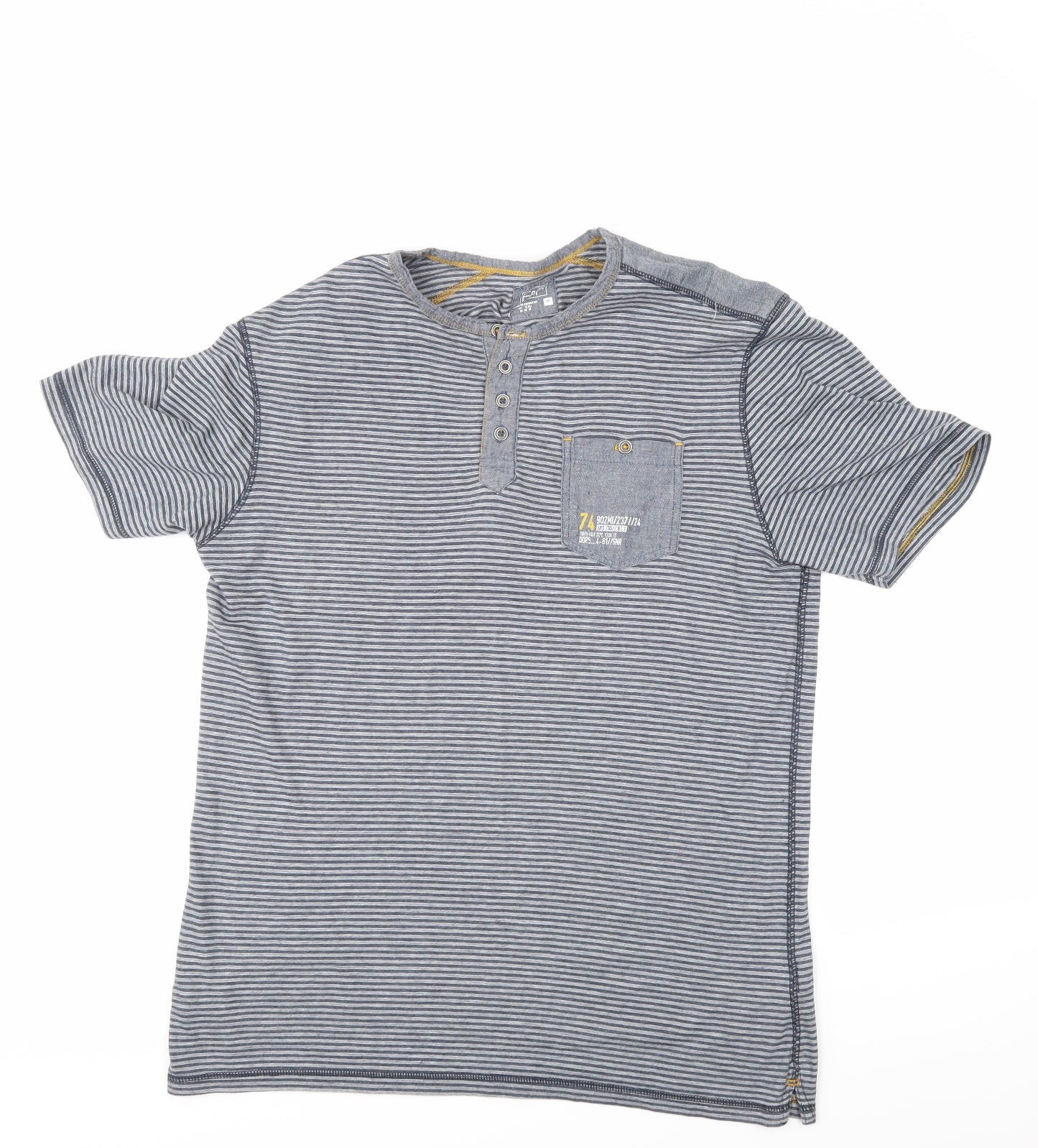 F&F Mens Blue Striped Rayon  T-Shirt Size M