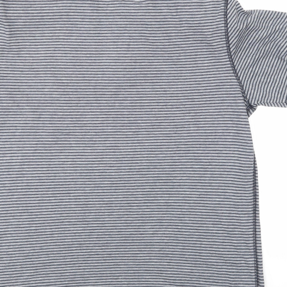 F&F Mens Blue Striped Rayon  T-Shirt Size M