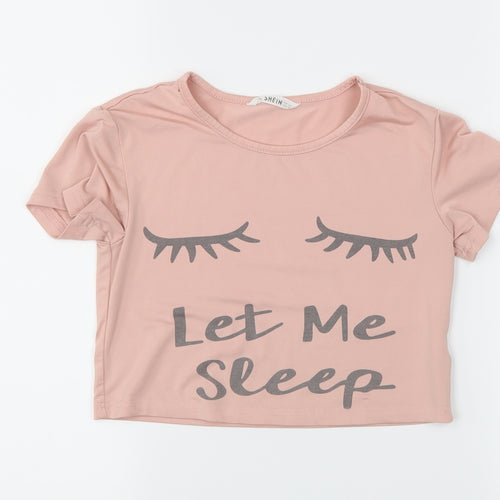 SheIn Girls Pink Solid  Top Nightshirt