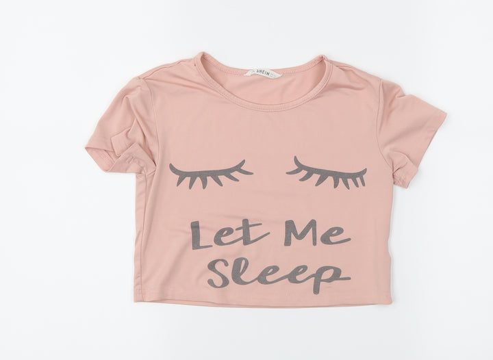 SheIn Girls Pink Solid Top Nightshirt