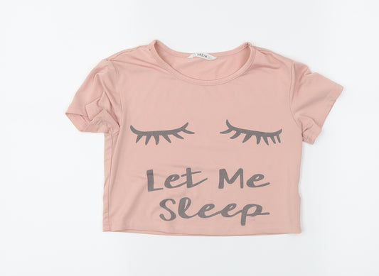 Front view of SHEIN girls’ pink solid top nightshirt