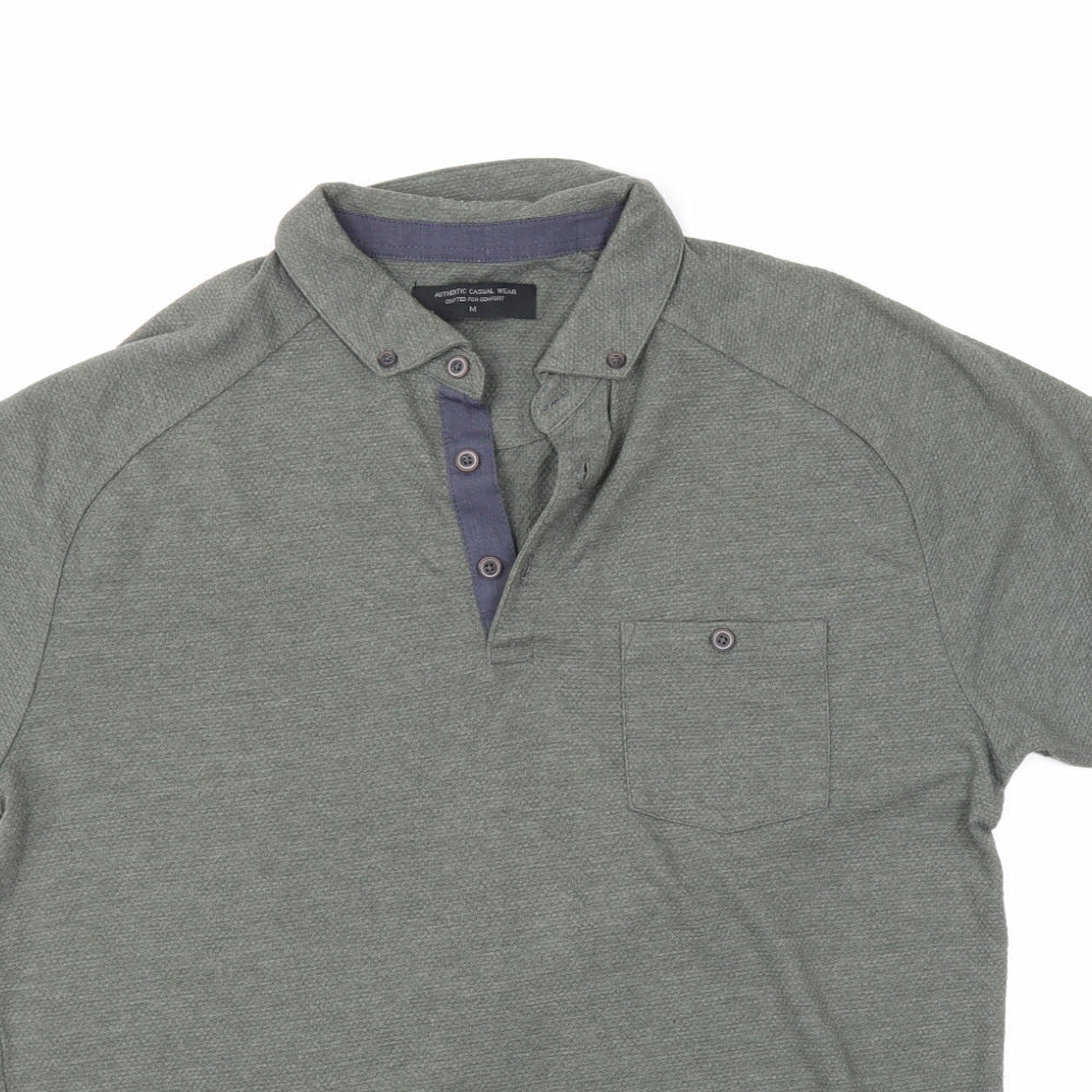 Authentic Casual Wear Mens Green    Polo Size M