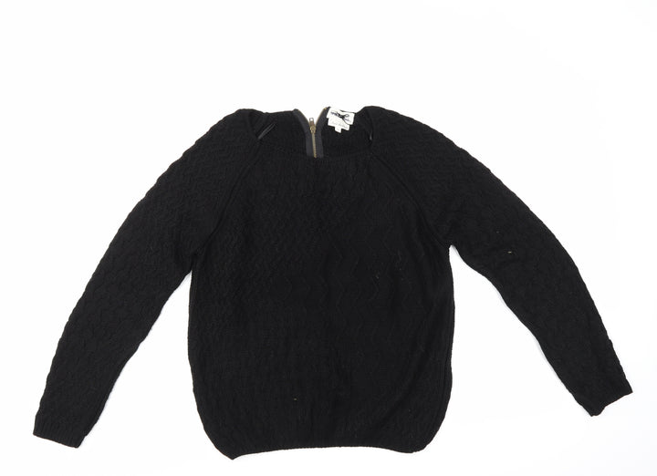 NEXT Womens Black Geometric  Pullover Jumper Size 10