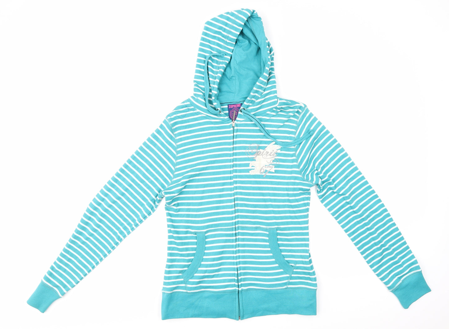 Supreme Womens Blue Striped  Pullover Hoodie Size 12