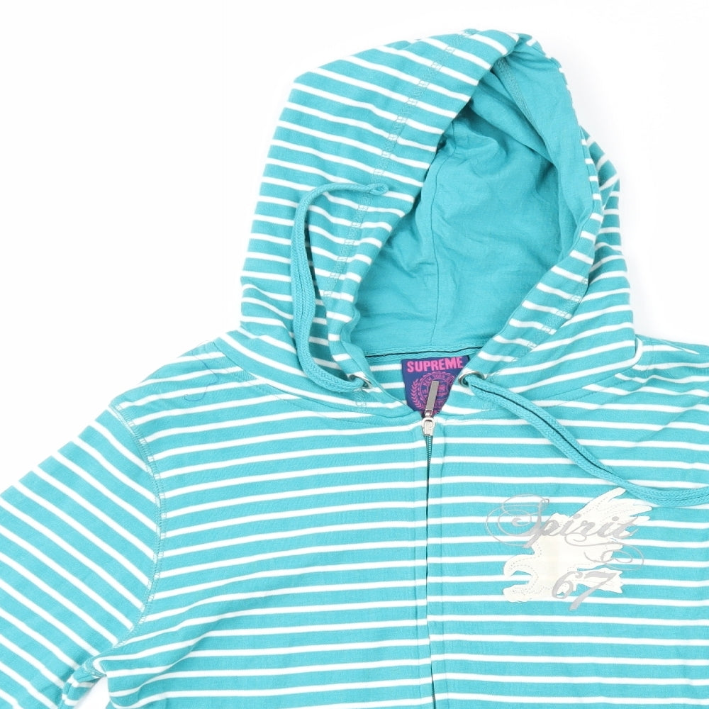 Supreme Womens Blue Striped  Pullover Hoodie Size 12