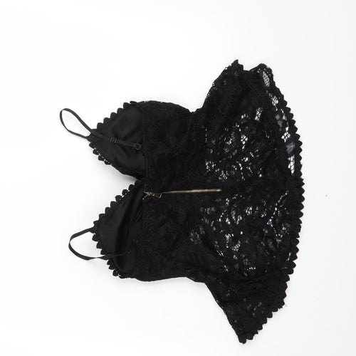 New Look Womens Black  Lace Cropped Tank Size 10