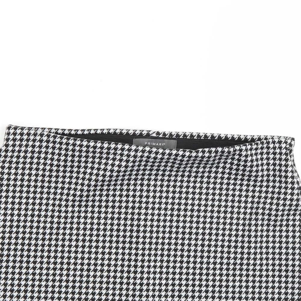 Primark Womens Black Houndstooth  A-Line Skirt Size 12