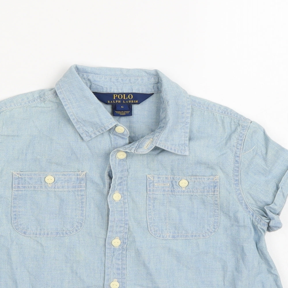 Polo Ralph Lauren Boys Blue  Denim Basic Button-Up Size 6 Years