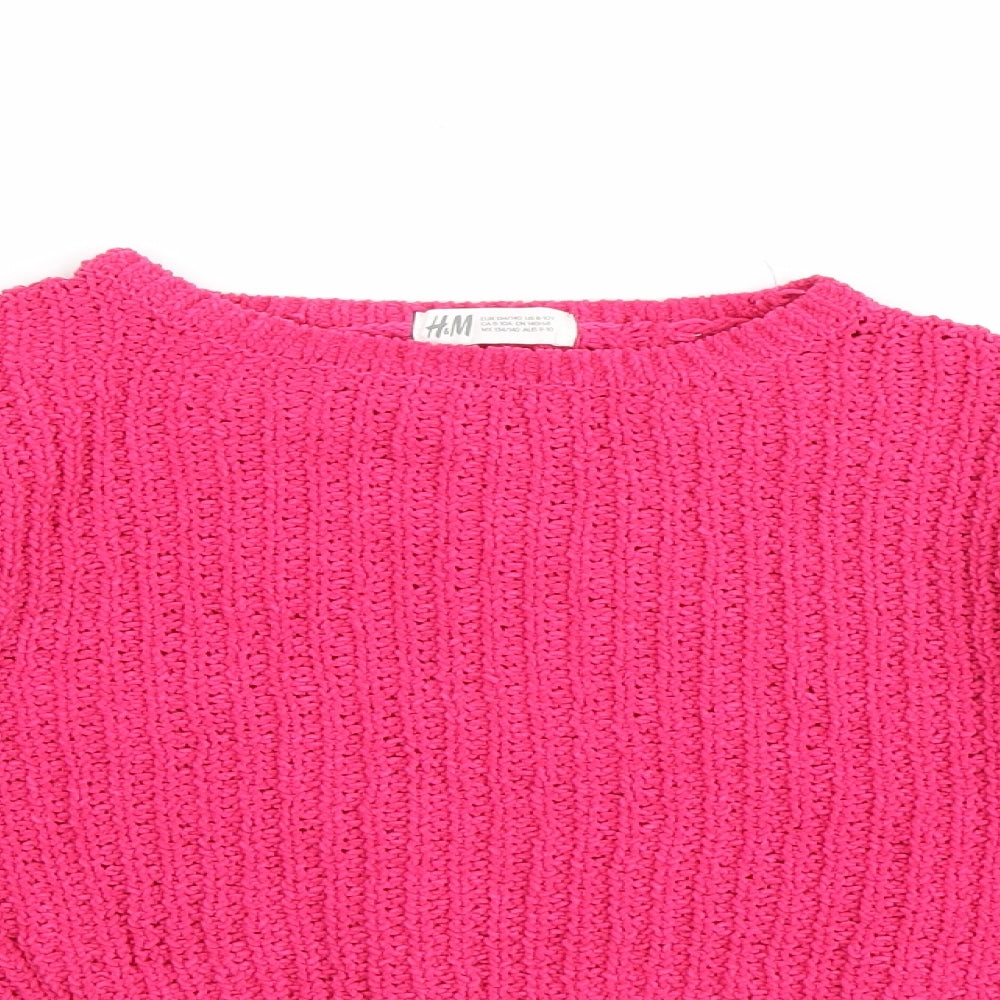 H&M Girls Pink  Knit Pullover Jumper Size 9-10 Years