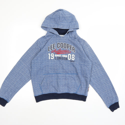Lee Cooper Boys Blue Striped  Pullover Hoodie Size 13 Years