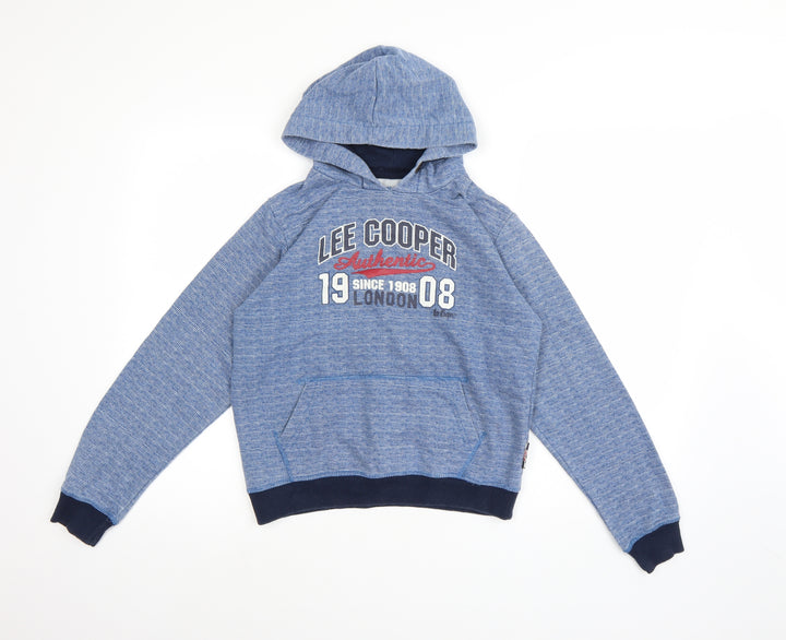 Lee Cooper Boys Blue Striped Pullover Hoodie Size 13 Years