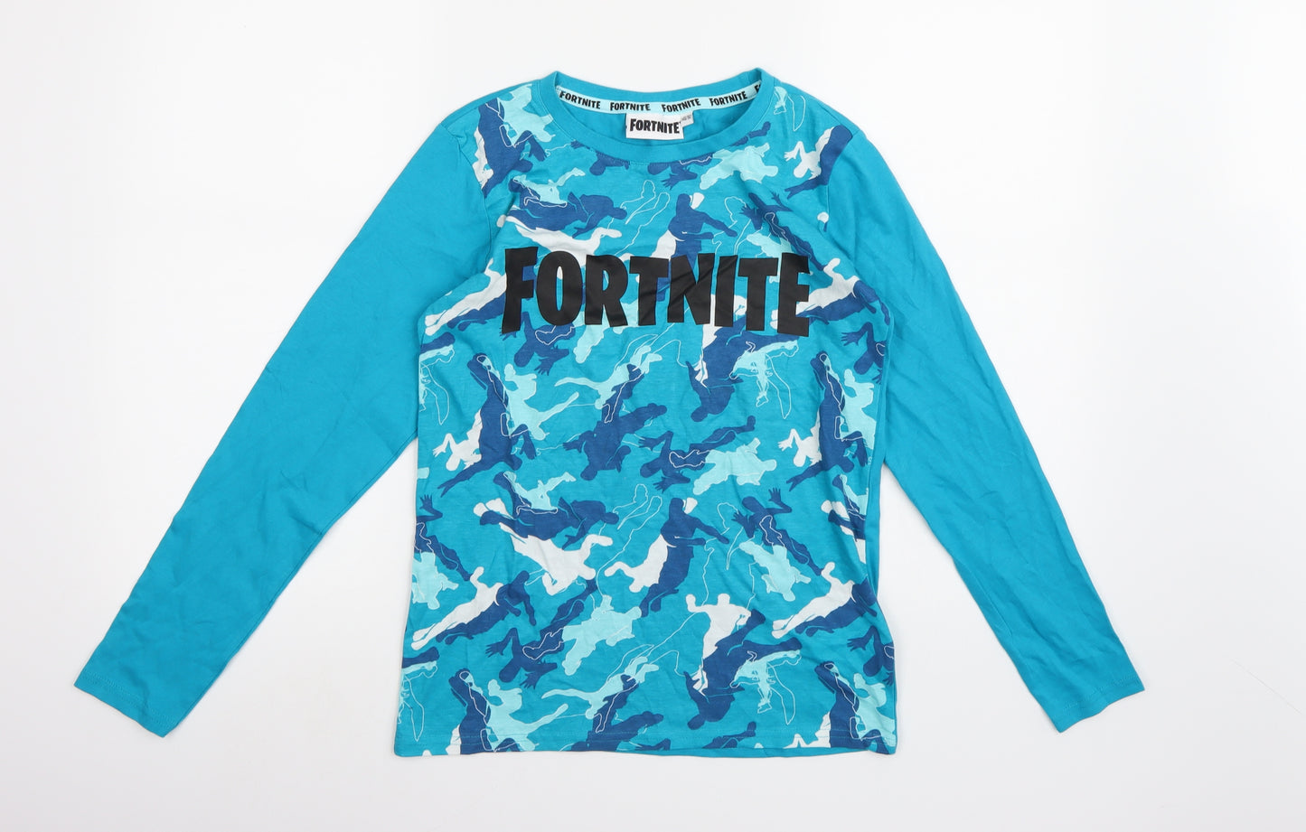 Fortnite Boys Blue Camouflage  Basic T-Shirt Size 11-12 Years