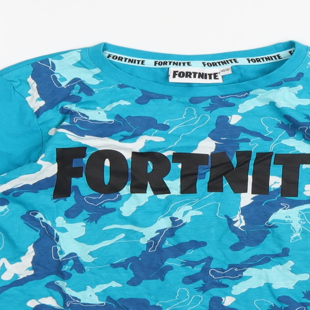 Fortnite Boys Blue Camouflage  Basic T-Shirt Size 11-12 Years