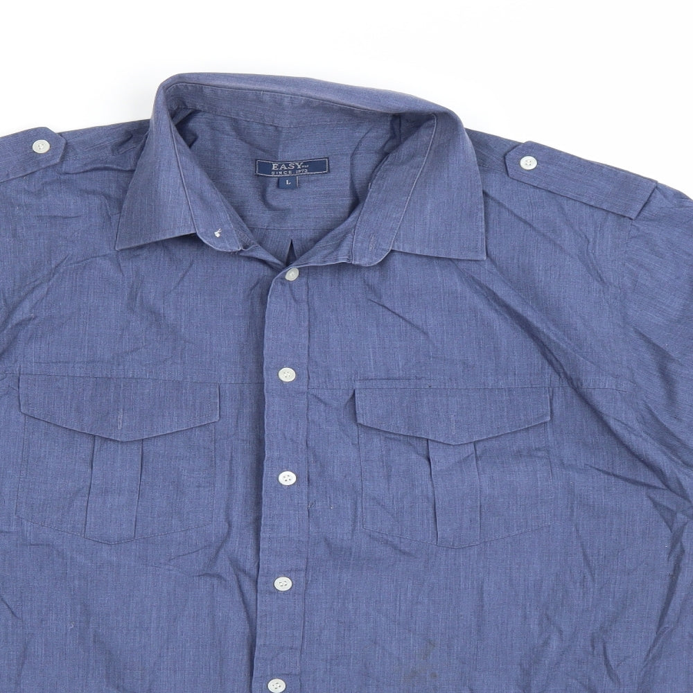 Easy Mens Blue    Button-Up Size L