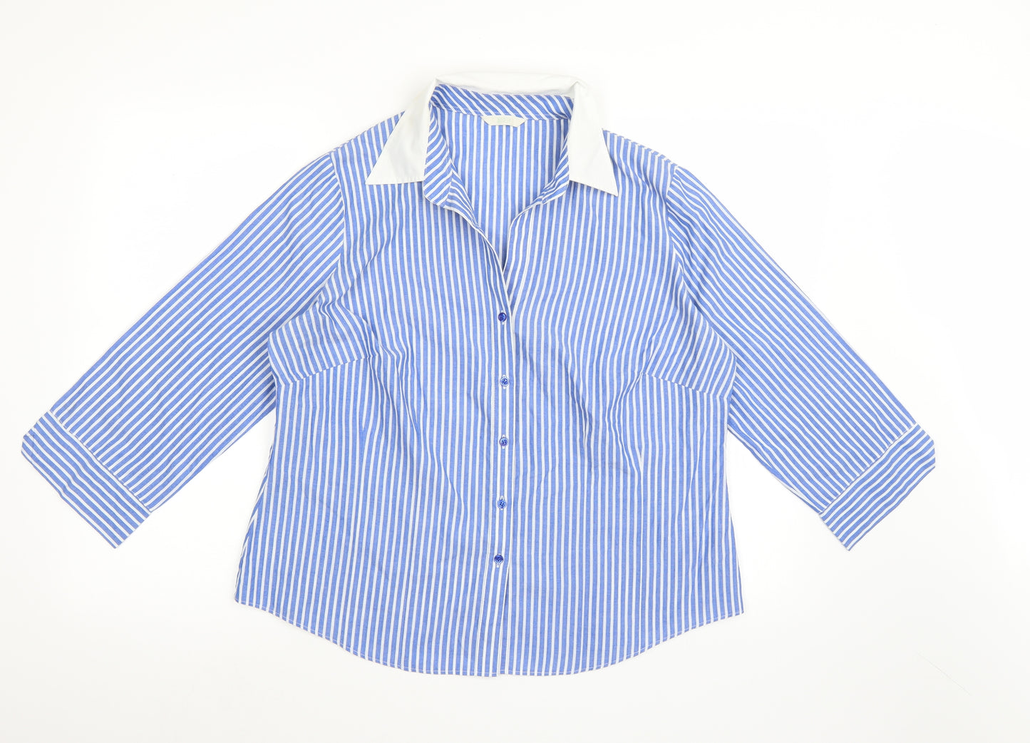 Marks and Spencer Womens Black Striped  Basic Button-Up Size 18