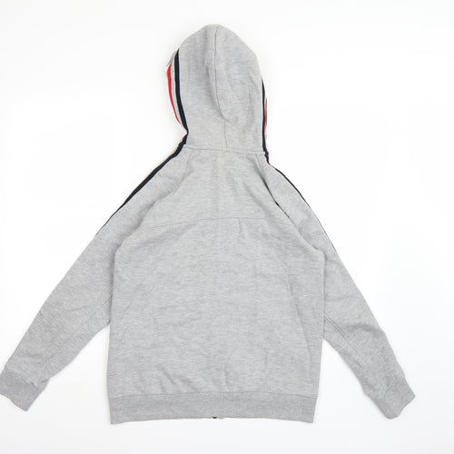 adidas Boys Grey Striped Jersey Full Zip Hoodie Size 13-14 Years