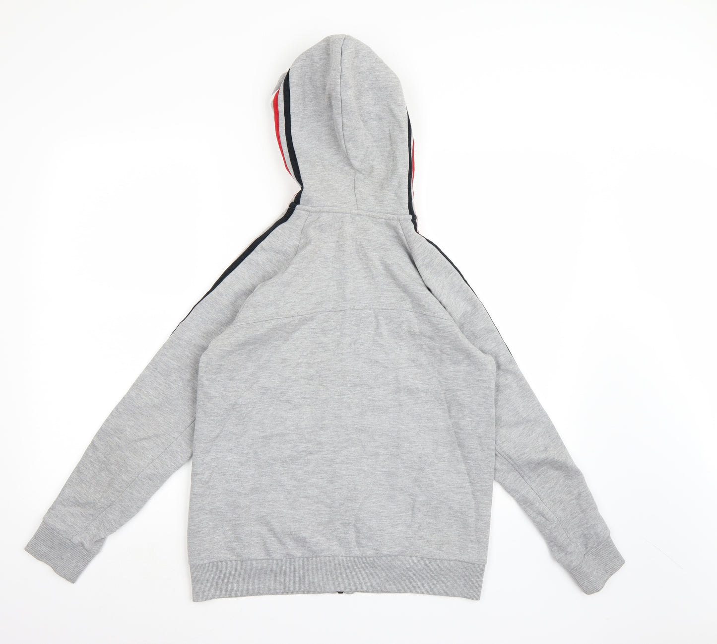 adidas Boys Grey Striped Jersey Full Zip Hoodie Size 13-14 Years