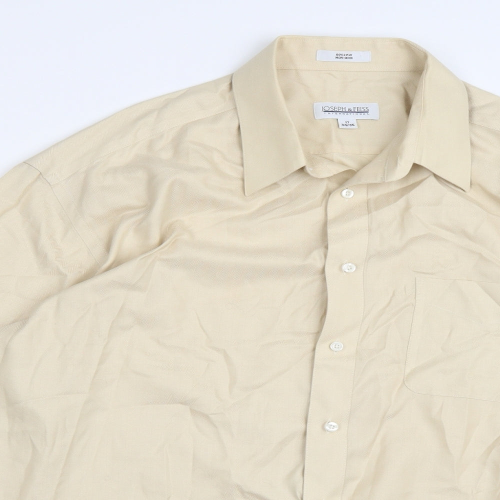 Joseph & Feiss Mens Beige    Button-Up Size 17
