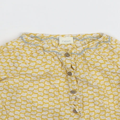 NEXT Girls Yellow Floral  Basic Blouse Size 2-3 Years