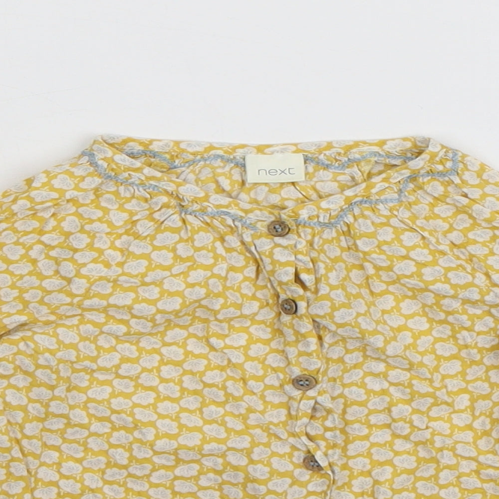 NEXT Girls Yellow Floral  Basic Blouse Size 2-3 Years