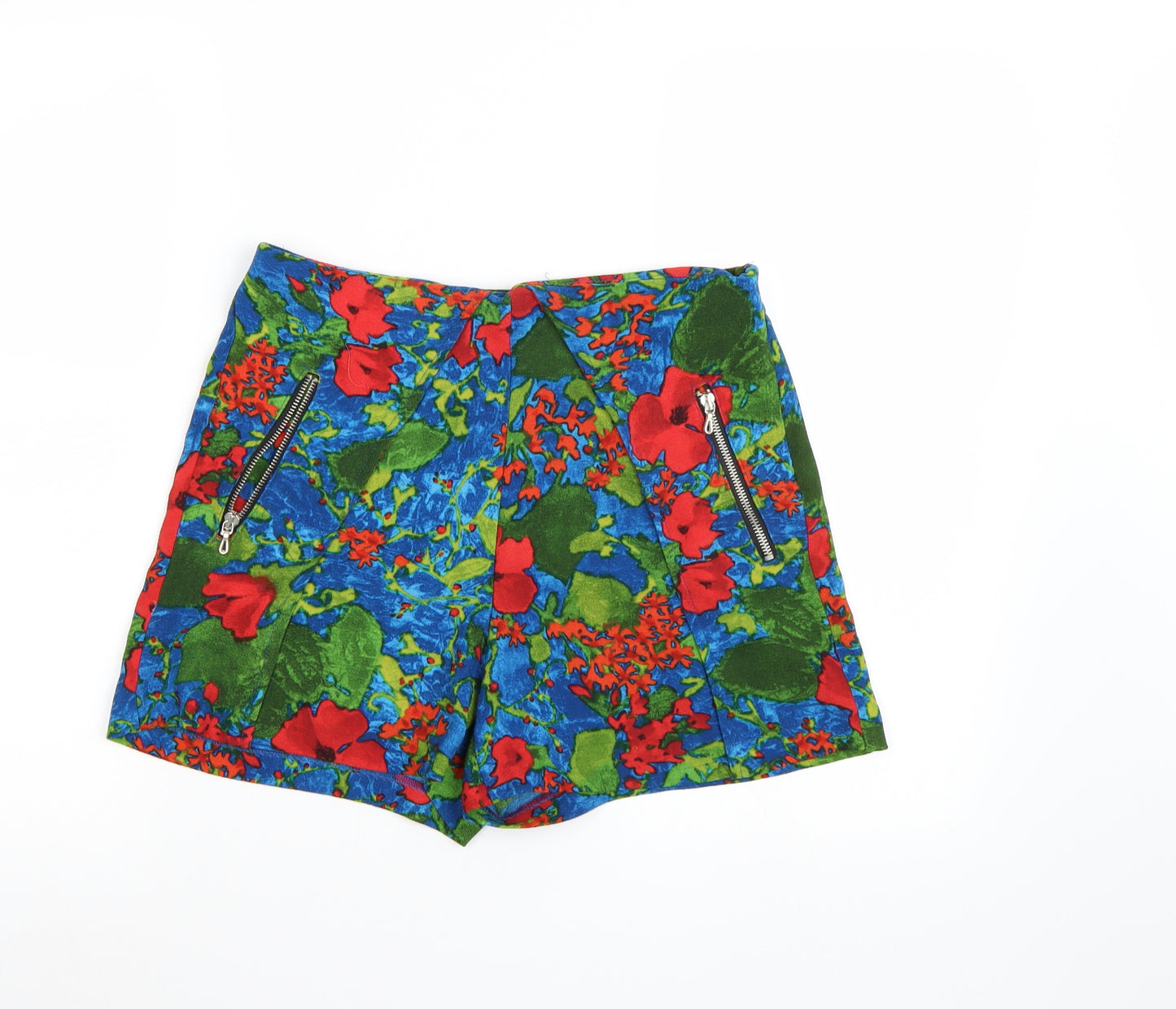 Zara Womens Multicoloured Floral  Paperbag Shorts Size M