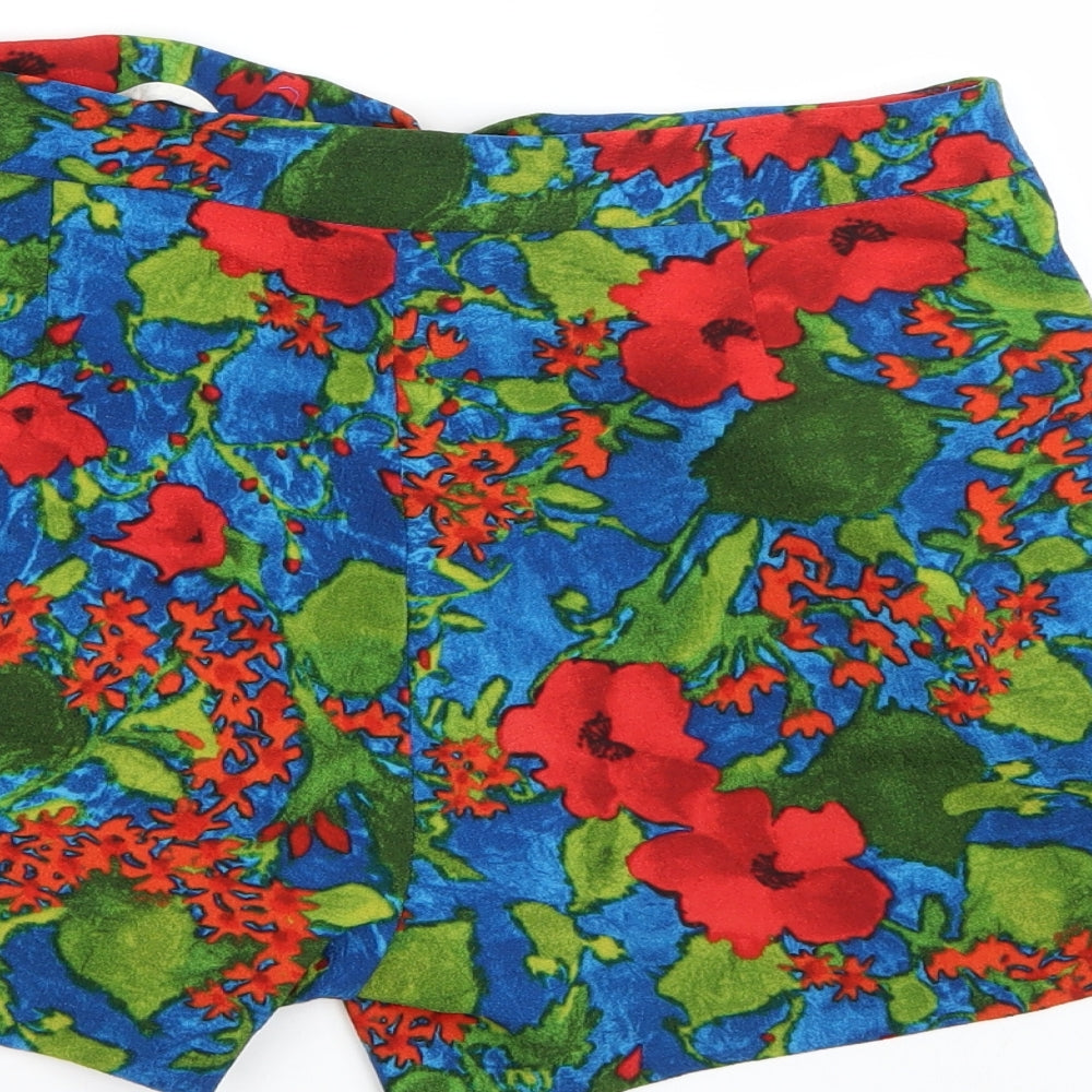 Zara Womens Multicoloured Floral  Paperbag Shorts Size M