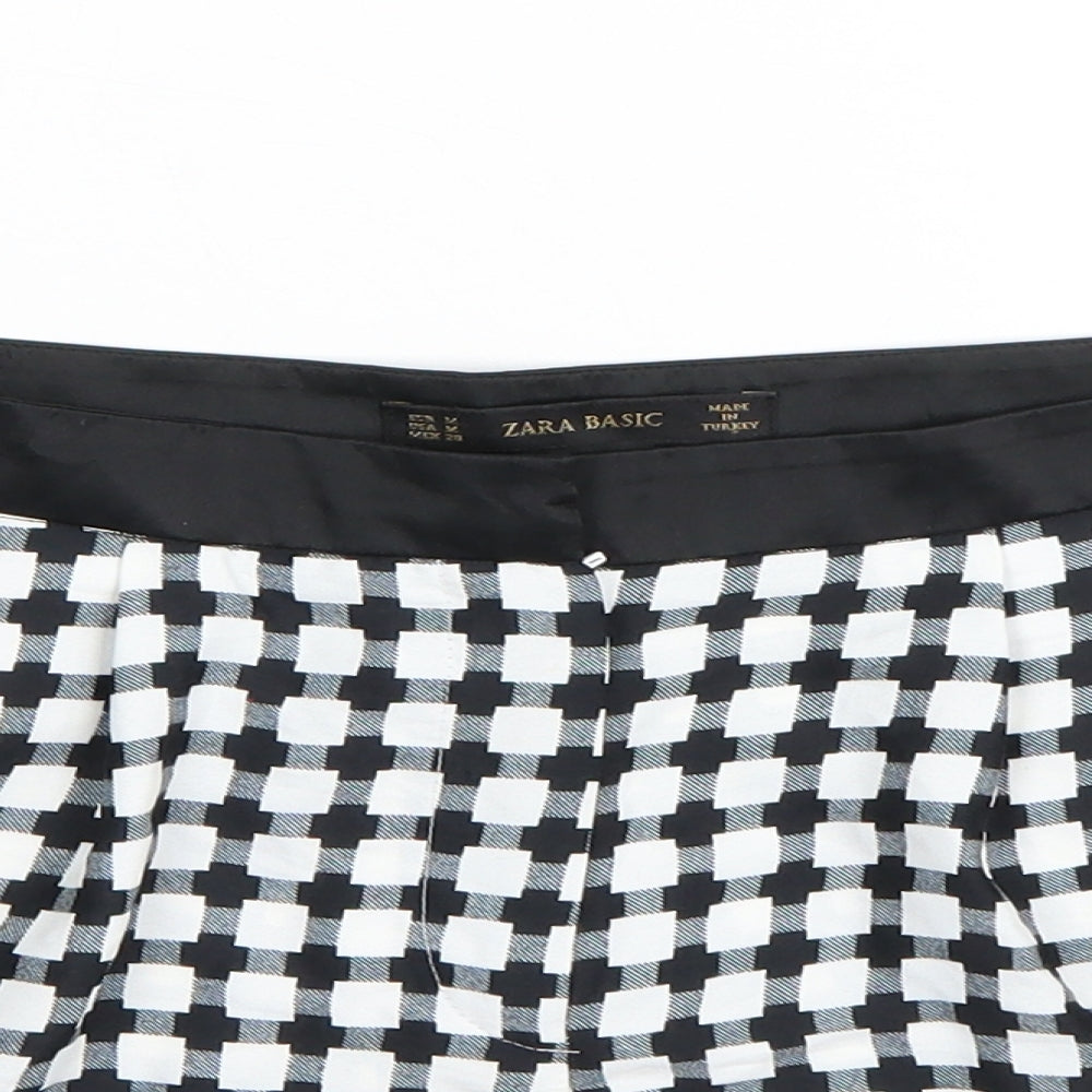 Zara Womens Black Check  Paperbag Shorts Size M