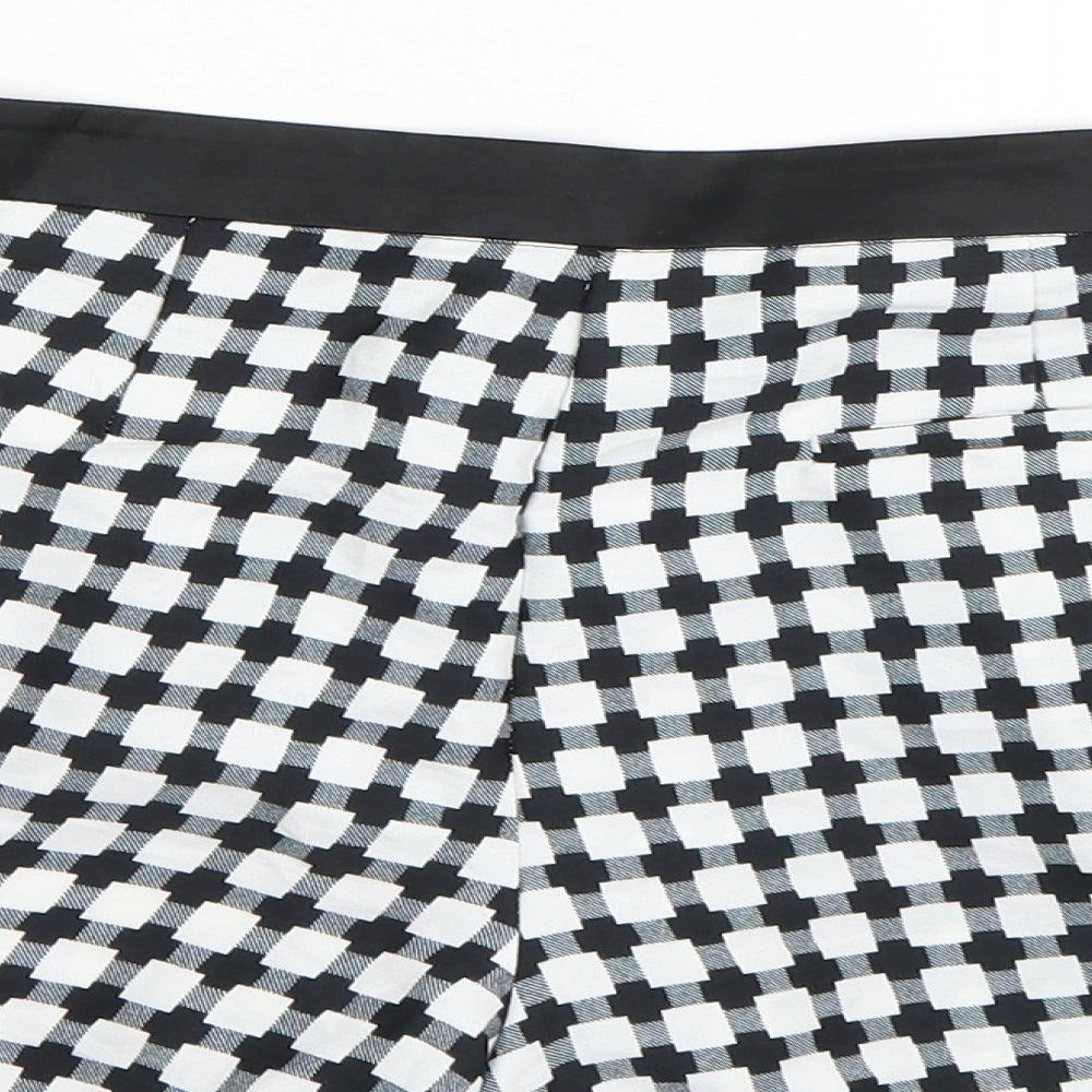 Zara Womens Black Check  Paperbag Shorts Size M