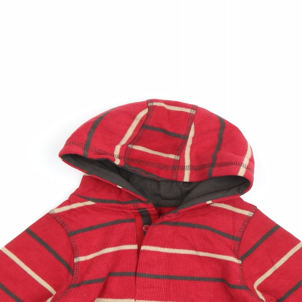 Marks and Spencer Boys Red Striped Knit Pullover Jumper Size 9-12 Months