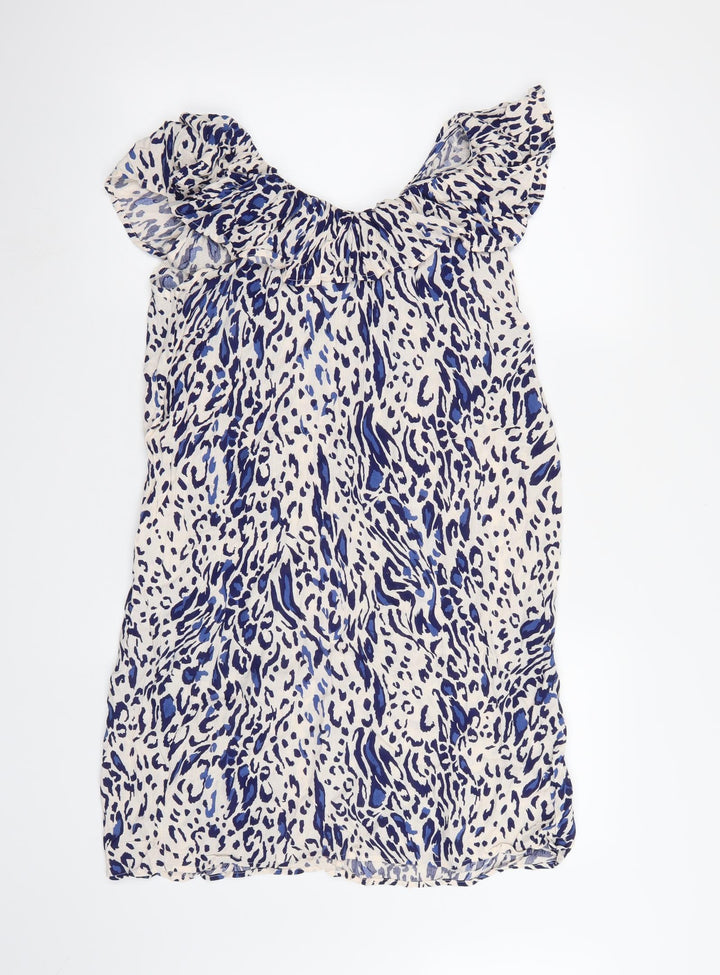 Dorothy Perkins Womens White Animal Print  A-Line  Size 10