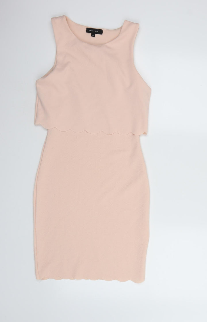 New Look Womens Pink Bodycon Size 10 - Scallop Hem