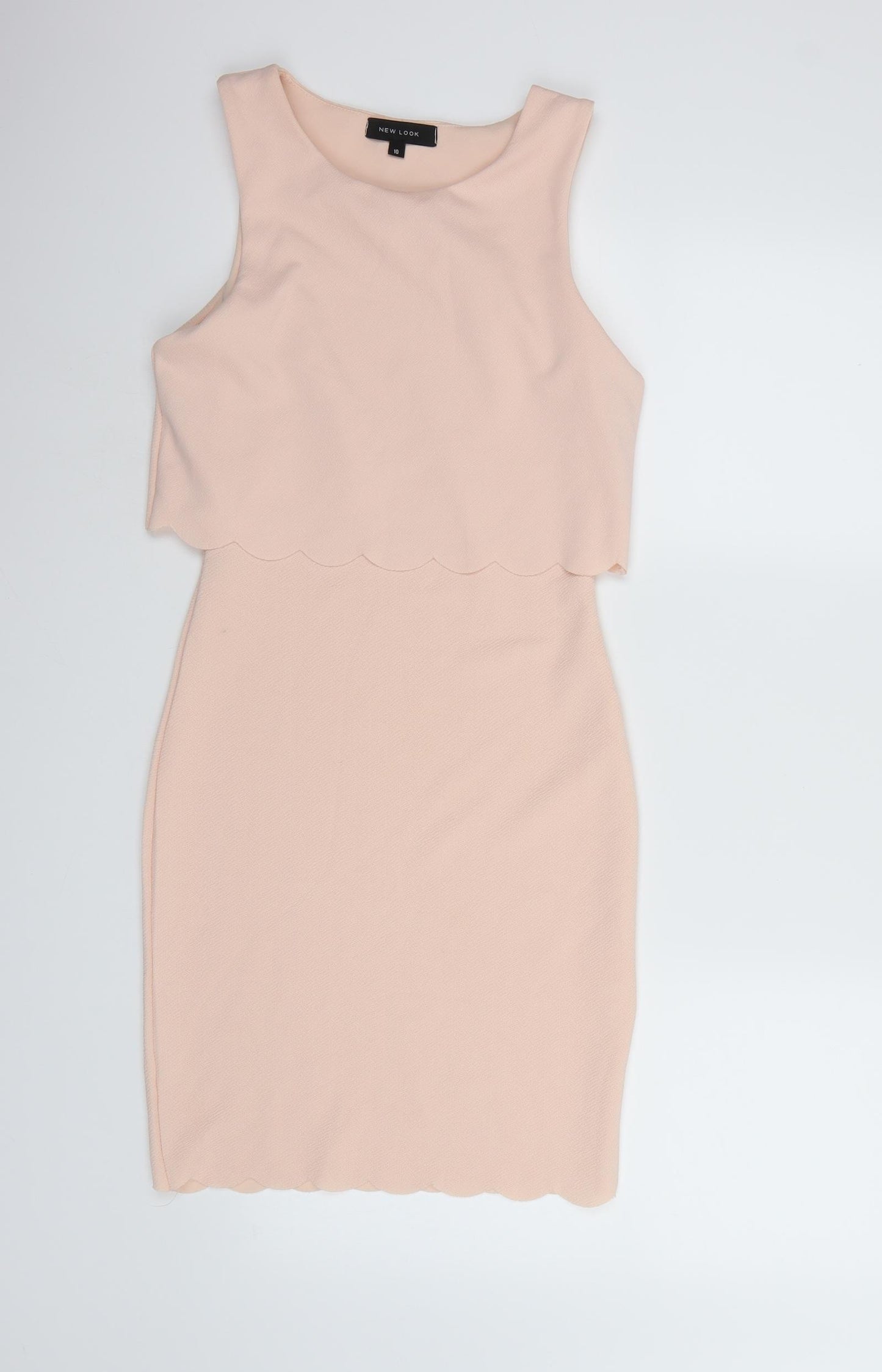New Look Womens Pink   Bodycon  Size 10  - Scallop Hem