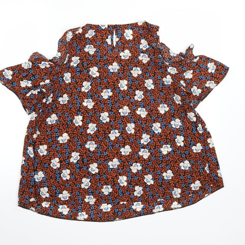 Dorothy Perkins Womens Orange Floral Chiffon Basic Blouse Size 12