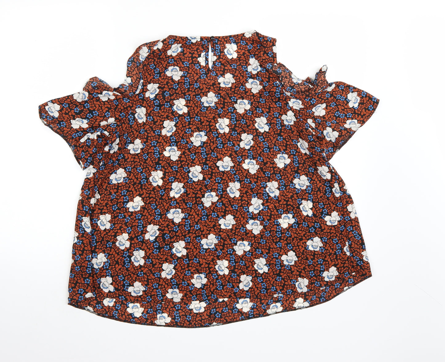 Dorothy Perkins Womens Orange Floral Chiffon Basic Blouse Size 12