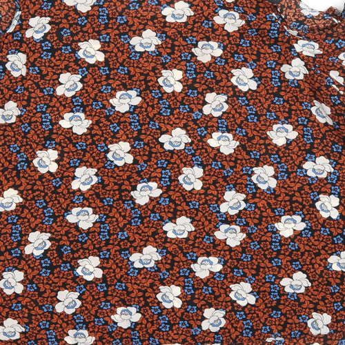 Dorothy Perkins Womens Orange Floral Chiffon Basic Blouse Size 12