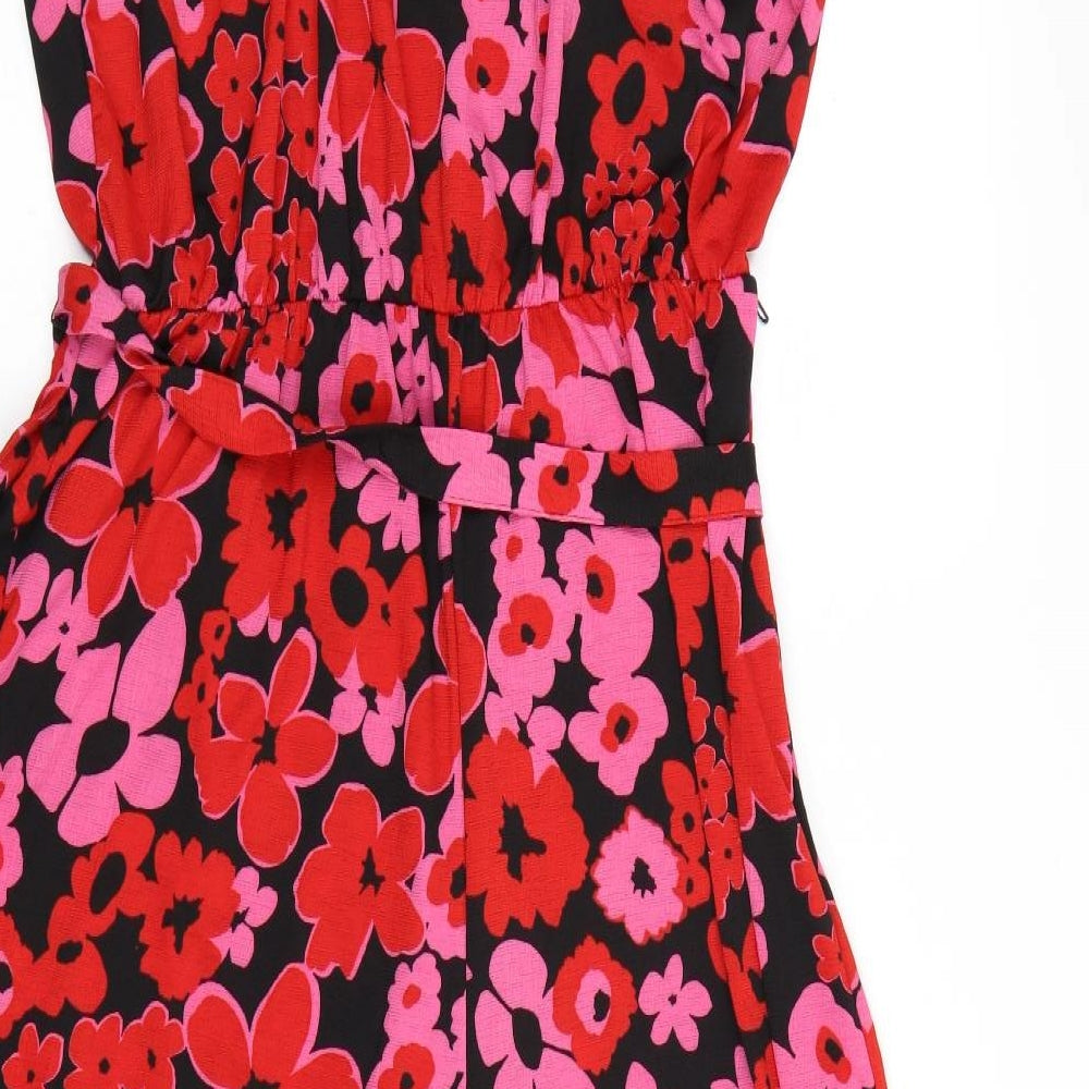 George Womens Black Floral  Jumpsuit One-Piece Size 16 L21 in