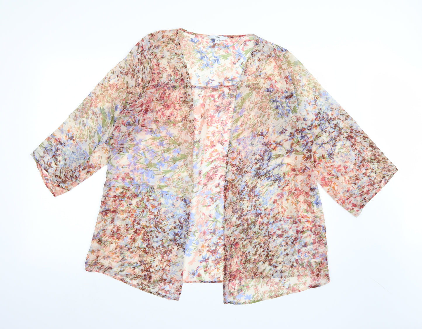 NEXT Womens Multicoloured Floral Chiffon Kimono Blouse Size 14