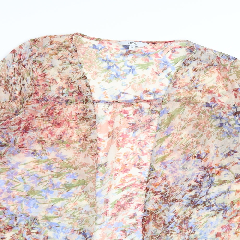 NEXT Womens Multicoloured Floral Chiffon Kimono Blouse Size 14