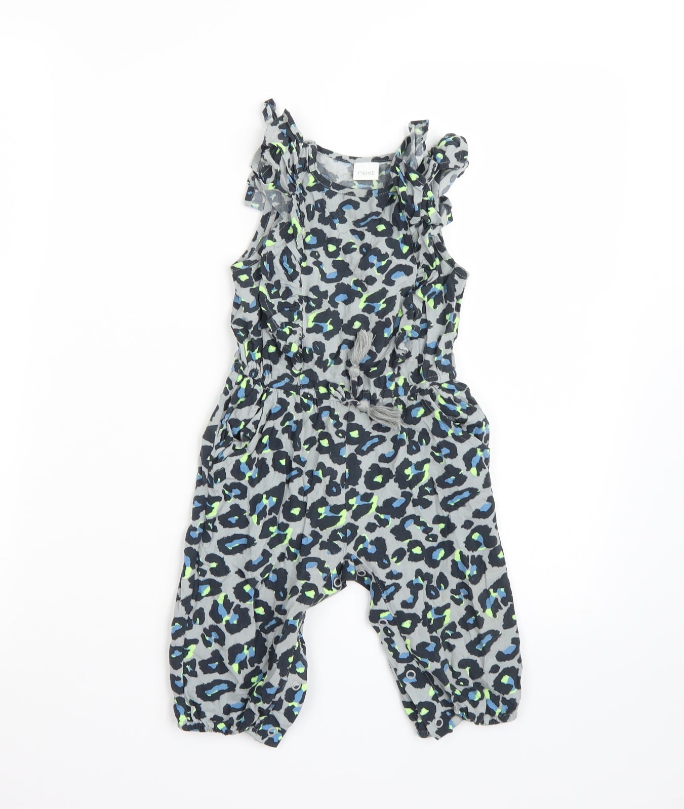 NEXT Girls Grey Animal Print  Romper One-Piece Size 9-12 Months