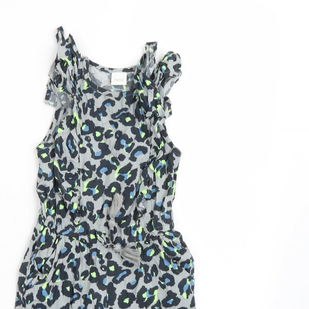 NEXT Girls Grey Animal Print  Romper One-Piece Size 9-12 Months