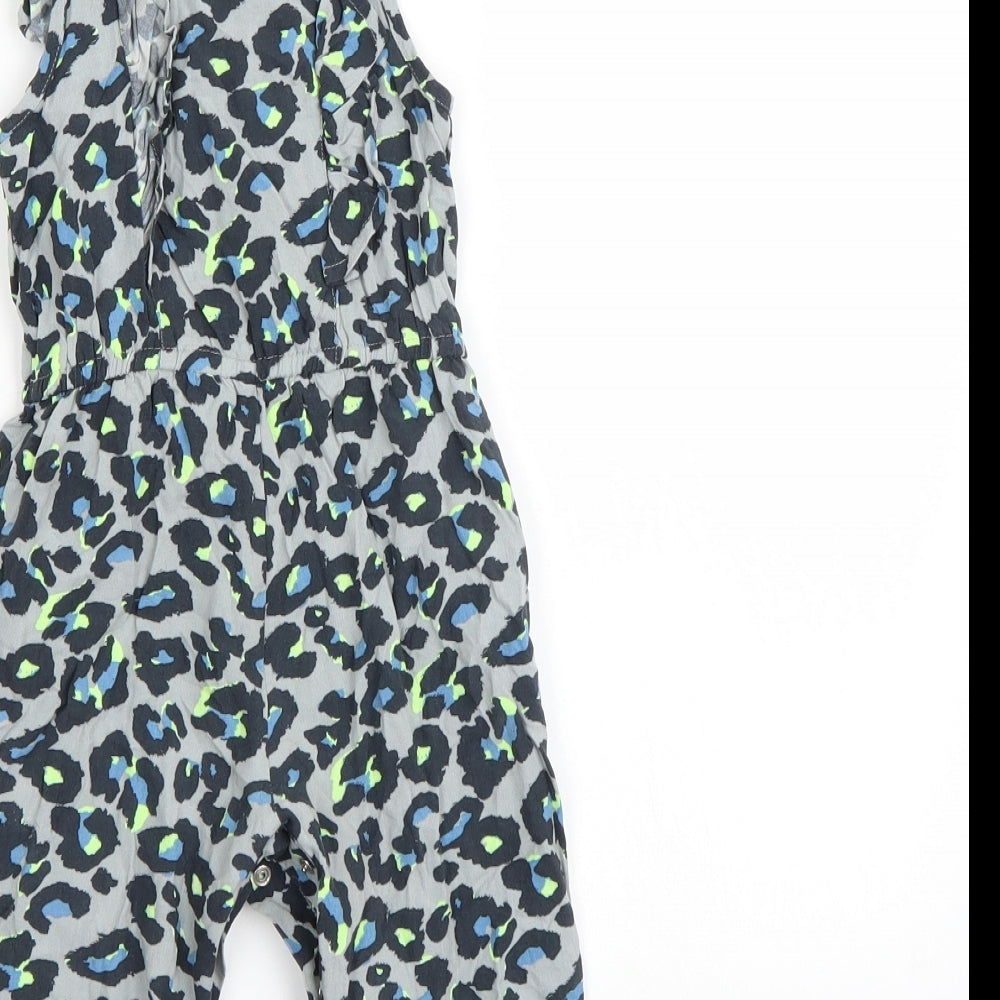NEXT Girls Grey Animal Print  Romper One-Piece Size 9-12 Months