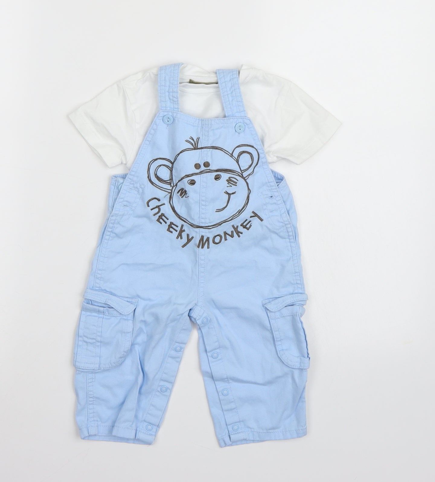 BHS Boys Blue   Dungaree One-Piece Size 6-9 Months