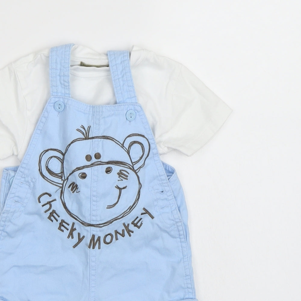 BHS Boys Blue   Dungaree One-Piece Size 6-9 Months